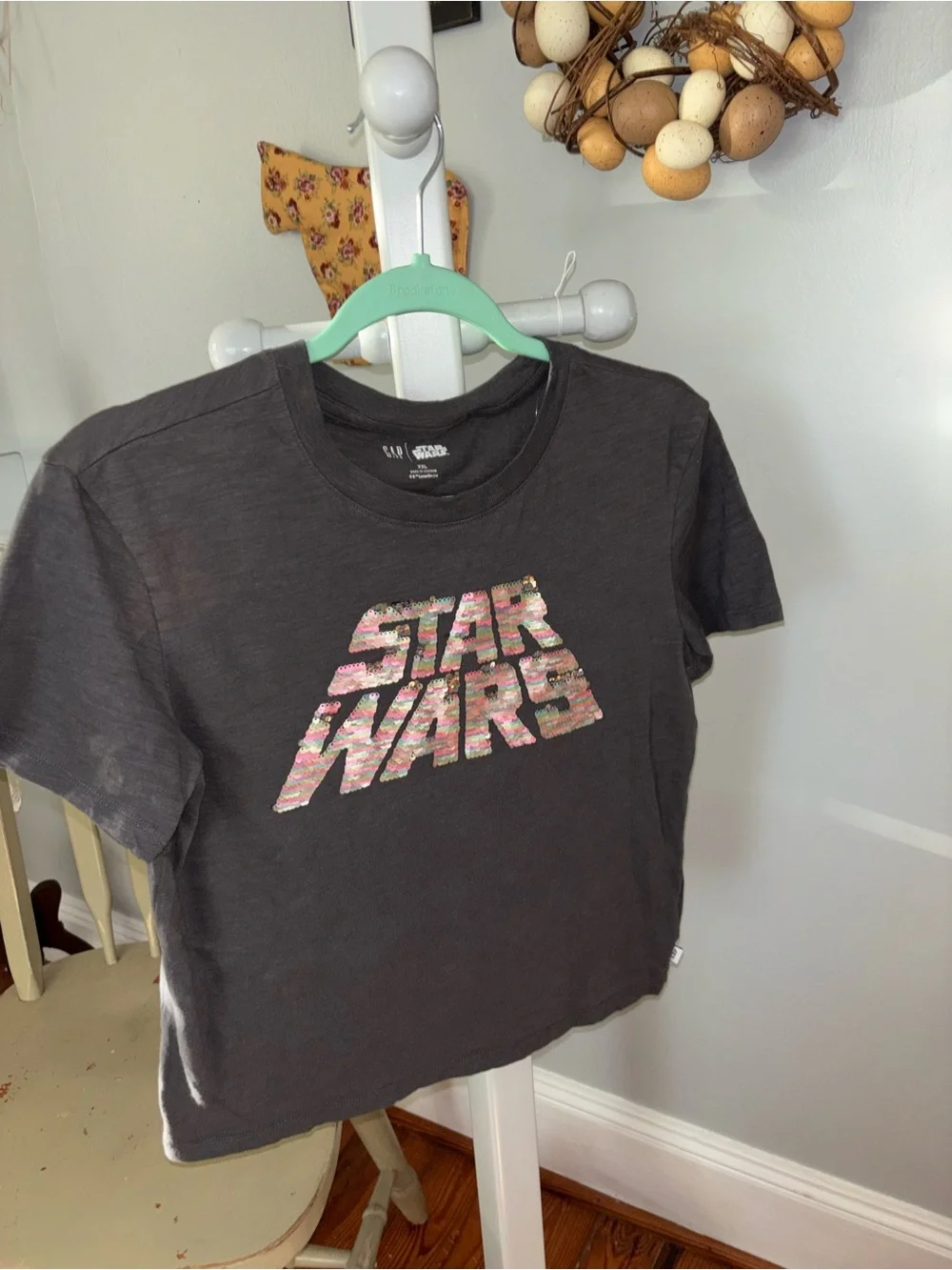 Star Wars XXKids' Graphic Tee - Charcoal with Iridescent Logo